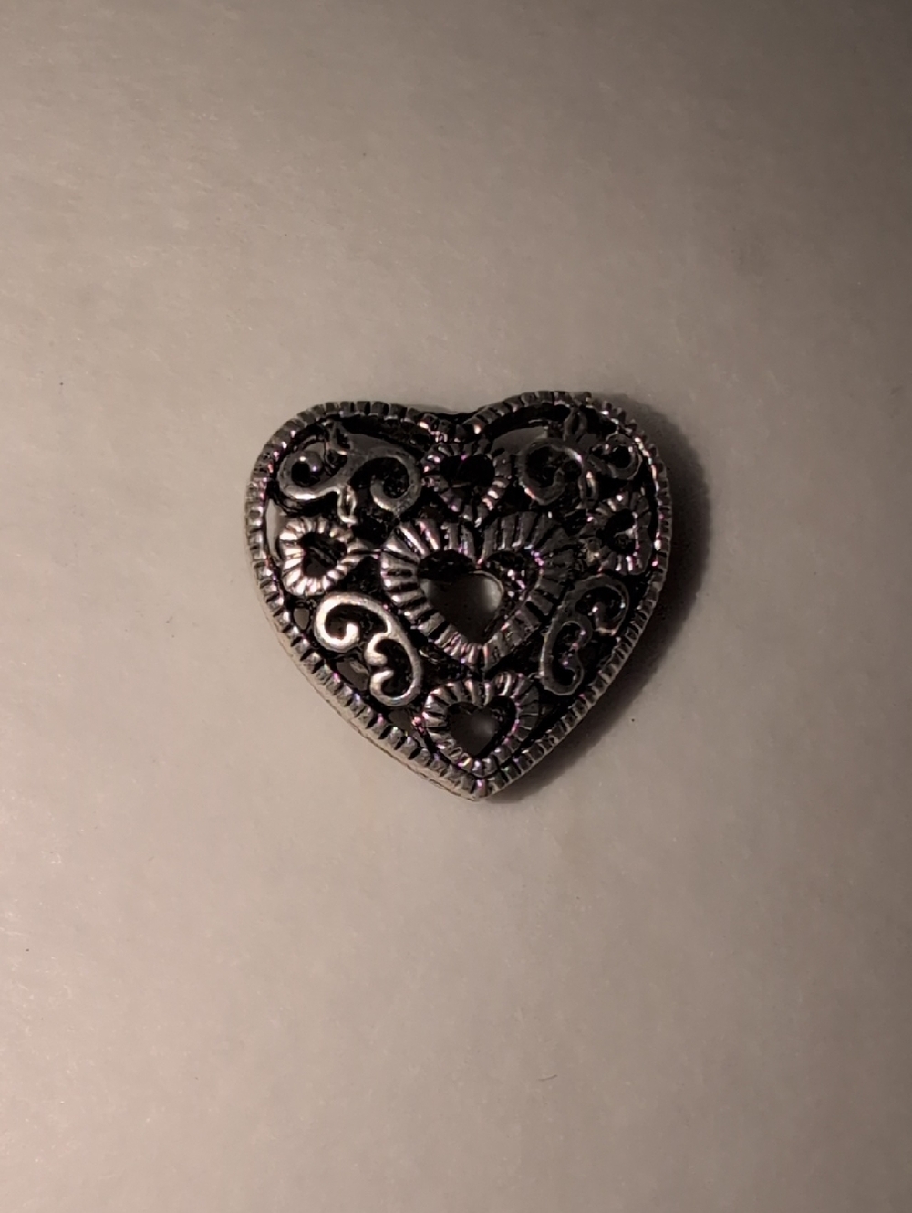 ❤️‍🔥10/$10❤️‍🔥 Filigree Heart Charm Pendant - Silver Tone